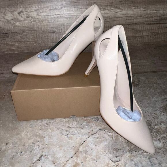 Coutgo Cut Out Pumps High Heel Stiletto Pointed Toe Dress Shoes Sz 8.5 Nude - Picture 10 of 16